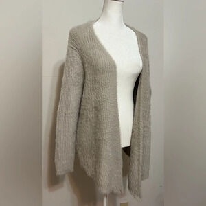 Kerisma Fuzzy Long Sleeve Cardigan Wrap Sweater Top Size S Beige Faux Fur